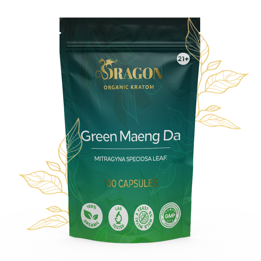Cápsulas verdes orgánicas de Maeng Da